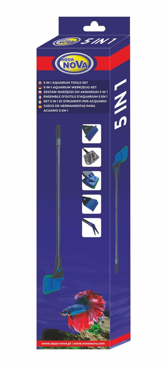 AQUANOVA - grattoir et nettoyeur pour aquarium 5 en 1