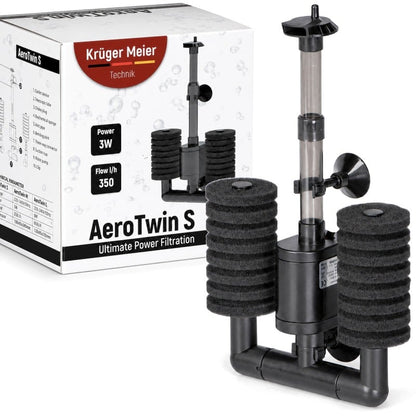 Kruger Meier AeroTwin S — filtre intérieur à mousse pour aquarium